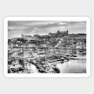 Whitby Marina And Harbor Black And White Sticker